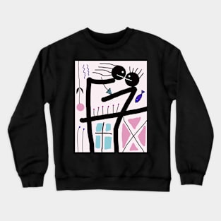 Kids in Close Conversation Stick Figure Crewneck Sweatshirt